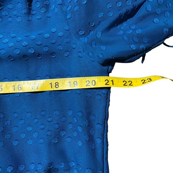 New York & Company Soho Teal Polka Dot Sheer V-Neck Blouse Size M - Picture 8 of 11